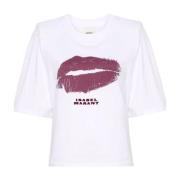 Isabel Marant Lips Print White T-shirt White, Dam