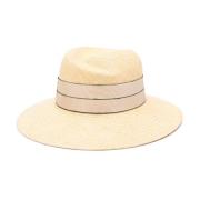 Borsalino Stråvävd Hatt med Bågdetalj Beige, Dam