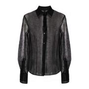 Helmut Lang Mesh Design Svart Skjorta Black, Dam