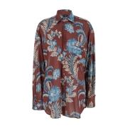 Etro Tryckt Oversize Skjorta Bordeaux Look11 Multicolor, Dam