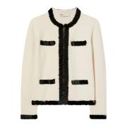 Tory Burch Paljettdekoration Vit Tröja White, Dam