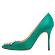 Manolo Blahnik Pre-owned Pre-owned Satin klackskor Green, Dam