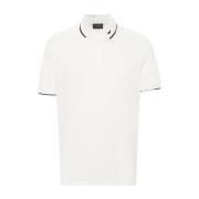 Emporio Armani Randig Kant Logo Pikétröja White, Herr