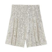 Rochas Glittrande High-Waisted Shorts Gray, Dam