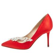 Manolo Blahnik Pre-owned Pre-owned Satin klackskor Red, Dam