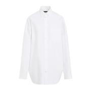 Balenciaga Vit Bomullsskjorta Rundad Nederkant White, Dam