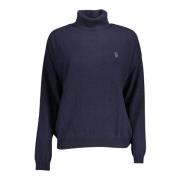 U.s. Polo Assn. Stilfull ullblandad rullkrage tröja Blue, Dam