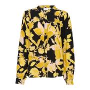 Saint Tropez Svart Brända Blommor Blus Yellow, Dam