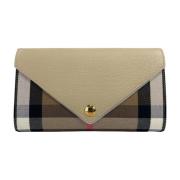 Burberry Check Crossbody Väska i Beige Läder Multicolor, Dam