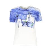 Desigual Tryckt Bomull T-shirt White, Dam