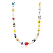 Nialaya Mens Panda Pearl Choker with Assorted Beads Yellow, Herr