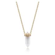 Nialaya Sterling Silver Clear Quartz Crystal Necklace with Engraved Ev...