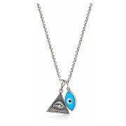 Nialaya Mens Silver Necklace with Turquoise Evil Eye and Eye of Ra Pen...