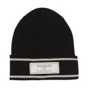 Balmain etikett beanie Black, Herr