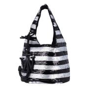 JW Anderson Svart Silver Paljett Shopper Handväska Black, Dam