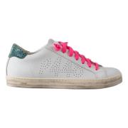 P448 Vita Lädersneakers med Rosa Detaljer White, Dam