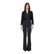 Elisabetta Franchi Elegant Svart Jumpsuit med 3/4 Ärmar Black, Dam