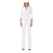 Elisabetta Franchi Dubbelknäppt jumpsuit i stretch crepe White, Dam