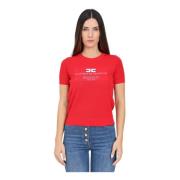 Elisabetta Franchi Röd T-shirt med Logo Red, Dam