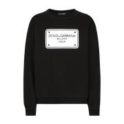 Dolce & Gabbana Svart Sweater Felpa Giroc.man.lung Black, Herr