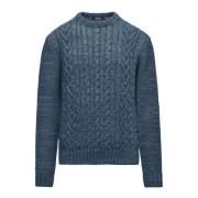 BomBoogie Herr Pullover i Blandad Ull med Diamantstickning Blue, Herr