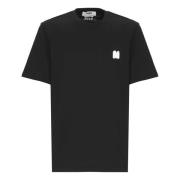 Msgm Svart Bomull T-shirt med Broderi Black, Herr