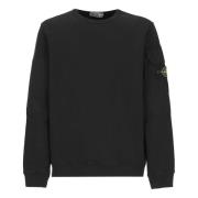 Stone Island Svart Bomullsweatshirt Rund Hals Långa ärmar Black, Herr