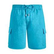 Vilebrequin Solida Linne Cargo Bermuda Shorts Blue, Herr