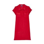 Vilebrequin Terry Cloth Dress with Turtle Embroidery Red, Dam