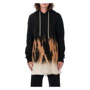 Rick Owens Svart Flammor Stickat Pullover Hoodie Black, Herr