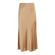 Roberto Collina Stretch Satin Midi Kjol Brown, Dam