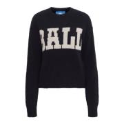 Ball Mysig Pullover Stickad Svart Iris Blue, Dam