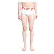 Walter Van Beirendonck Vita Jersey Briefs med Logo Midjeband White, He...