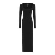 Norma Kamali Elegant Deep Scoop Neck Gown Black, Dam