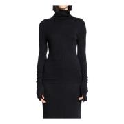 Thom Krom Svart Stretch Sweatshirt med Turtleneck Black, Dam