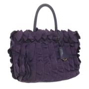 Prada Vintage Pre-owned Nylon handvskor Purple, Dam