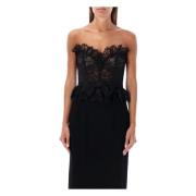 Alessandra Rich Svart Spets Bustier Topp Black, Dam