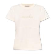 Moncler T-shirt med logotyp Beige, Dam