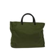 Prada Vintage Pre-owned Nylon handvskor Green, Dam