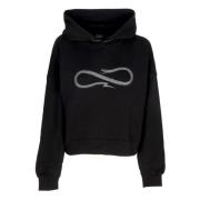 Propaganda Svart Cropped Hoodie med Ribbor Black, Dam