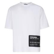 Dsquared2 Mönstrad Bomullst-shirt Vit White, Herr