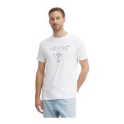 Guess Bomull logotyp triangel lättnad T-shirt White, Herr