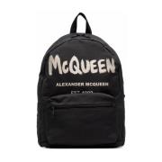 Alexander McQueen Graffiti Bucket Bag Backpack Black, Herr