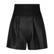 Alexander Wang Svarta Lädershorts med Veckdetaljer Black, Dam