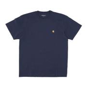 Carhartt Wip Blå/Guld Kortärmad T-shirt Mjuk passform Blue, Herr