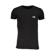 Cavalli Class Svart Bomull T-shirt med Tryck Logo Black, Herr