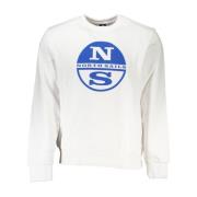 North Sails Logo Print Crew Neck Sweatshirt White, Herr