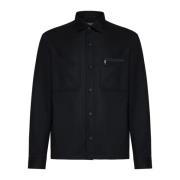 Ermenegildo Zegna Svart Techno-Merino Overshirt med Bröstfickor Black,...