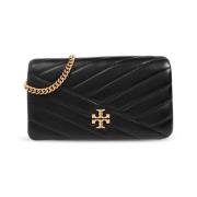 Tory Burch Svart Chevron Quiltad Plånbok med Kedja Black, Dam