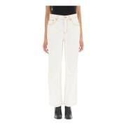 Tory Burch Straight Jeans med Hög Midja White, Dam